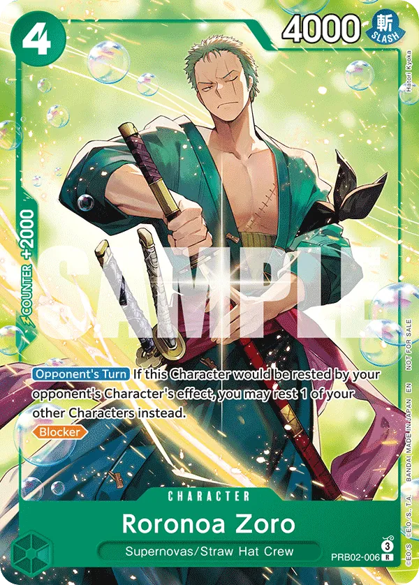 Roronoa Zoro PRB02-006 Full Art card, The Best Vol.2