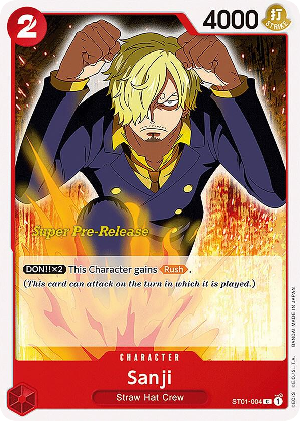 Sanji ST01-004 Super Pre-Release Stamp card, Straw Hat Crew