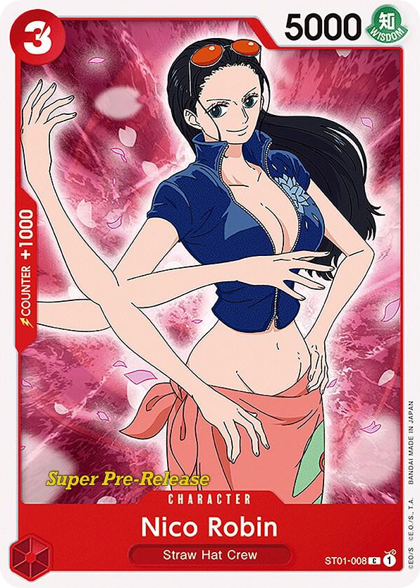 Nico Robin ST01-008 Super Pre-Release Stamp card, Straw Hat Crew