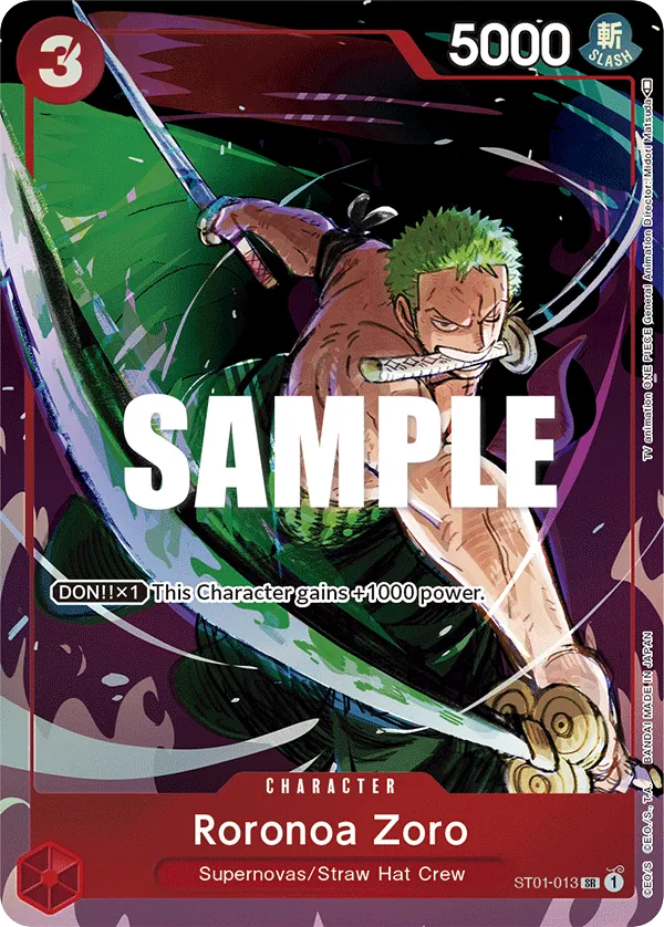 Roronoa Zoro ST01-013 Gift Collection Alt Art card, Straw Hat Crew