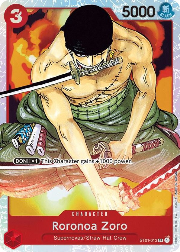 Roronoa Zoro ST01-013 Super Pre-Release Stamp card, Straw Hat Crew