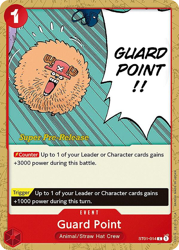 Guard Point ST01-014 Super Pre-Release Stamp card, Straw Hat Crew