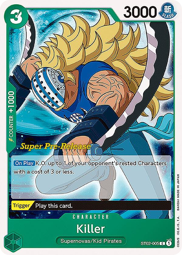 Killer ST02-005 Super Pre-Release Stamp card, Worst Generation