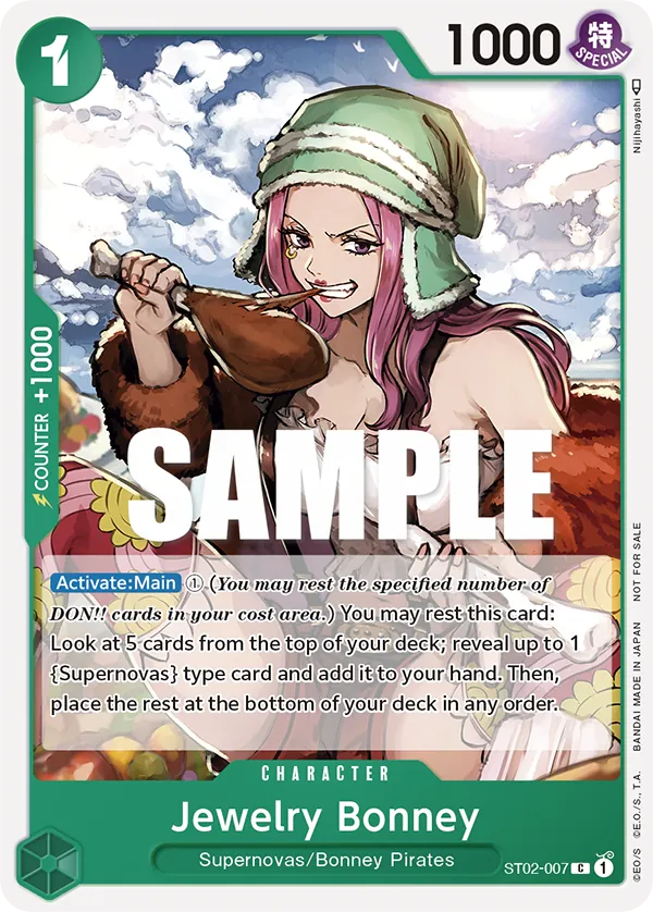 Jewelry Bonney ST02-007 Tournament Pack Vol. 3 Alt Art card, Worst Generation