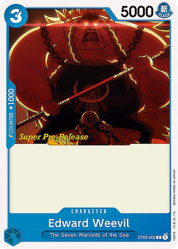 Edward Weevil ST03-002 Super Pre-Release Stamp card, The Seven Warlords of the Sea
