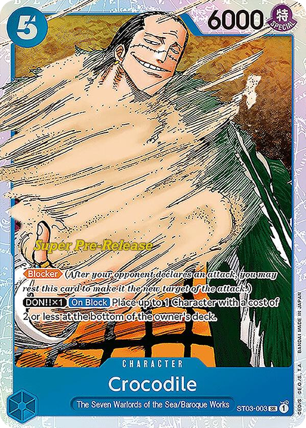 Crocodile ST03-003 Super Pre-Release Stamp card, The Seven Warlords of the Sea