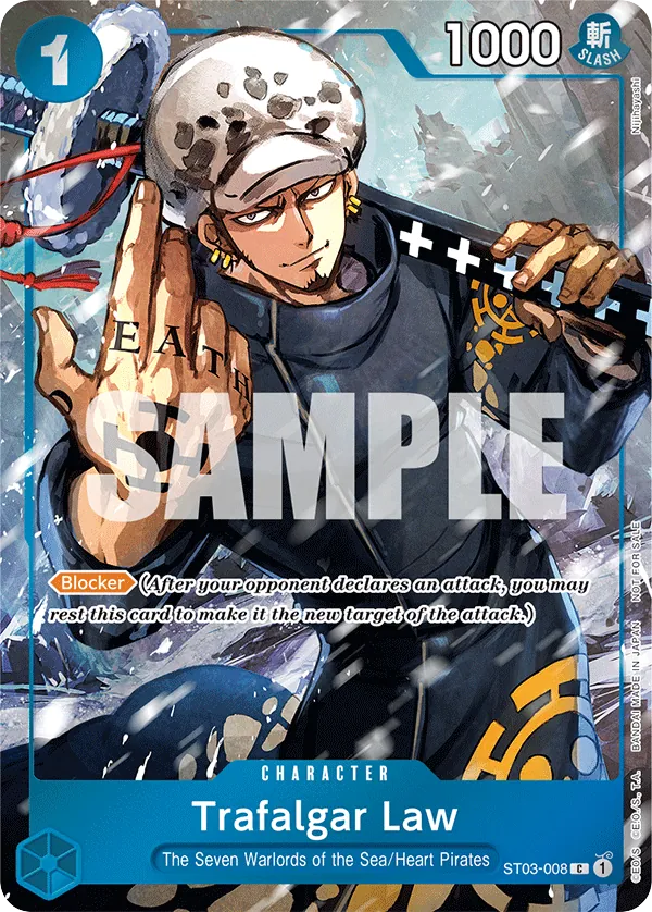 Trafalgar Law ST03-008 Event Pack Vol. 3 Alt Art card, The Seven Warlords of the Sea