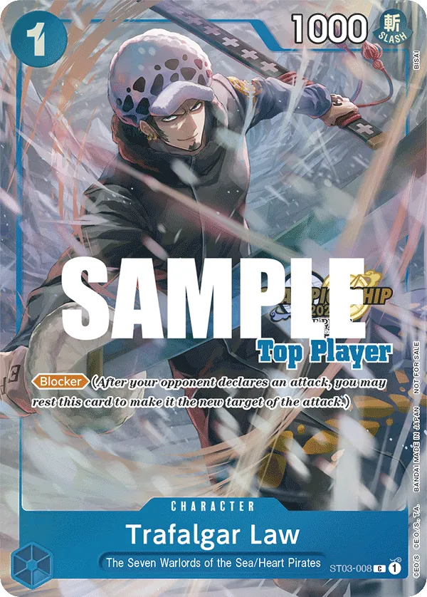 Trafalgar Law ST03-008 Top Player Stamp card, The Seven Warlords of the Sea