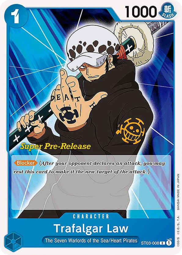 Trafalgar Law ST03-008 Super Pre-Release Stamp card, The Seven Warlords of the Sea