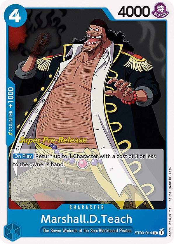 Marshall.D.Teach ST03-014 Super Pre-Release Stamp card, The Seven Warlords of the Sea