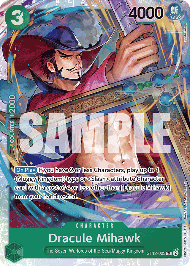 Dracule Mihawk ST12-003 card, Zoro and Sanji