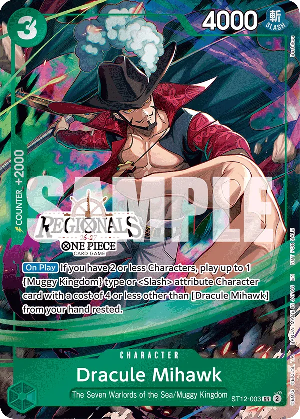 Dracule Mihawk ST12-003 Regional Participant Stamp card, Zoro and Sanji