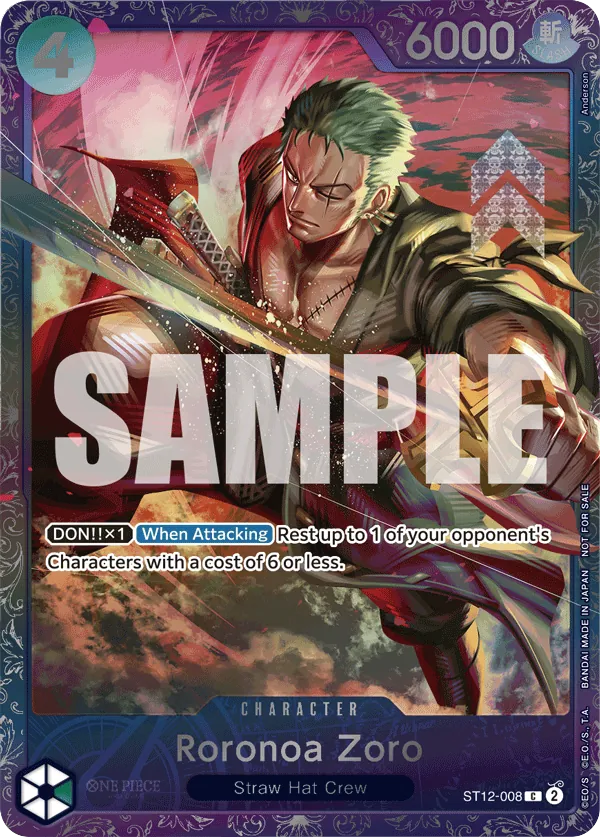 Roronoa Zoro ST12-008 Treasure Cup Alt Art card, Zoro and Sanji