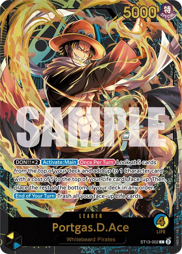 Portgas.D.Ace ST13-002 Premium Alt Art card, Ultra Deck: The Three Brothers
