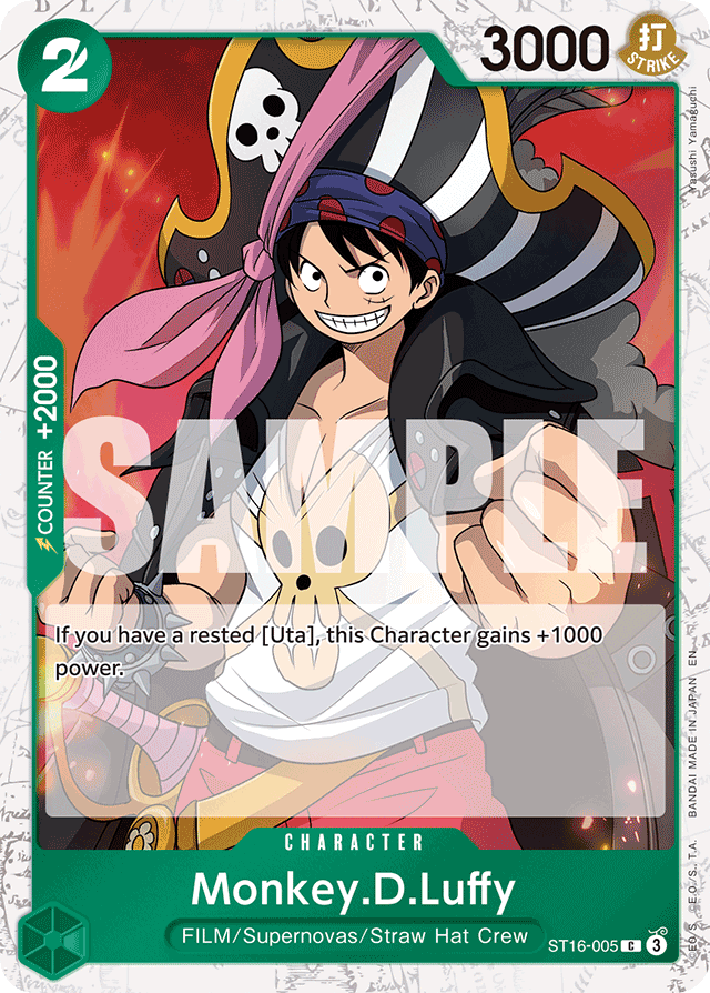 Monkey.D.Luffy ST16-005 Jolly Roger Foil card, GREEN Uta
