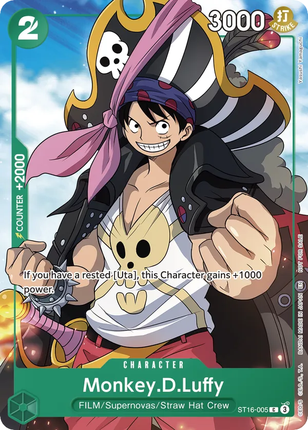 Monkey.D.Luffy ST16-005 Full Art card, GREEN Uta