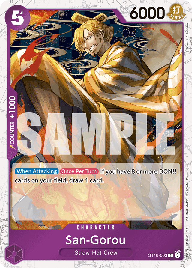 San-Gorou ST18-003 Jolly Roger Foil card, PURPLE Monkey.D.Luffy