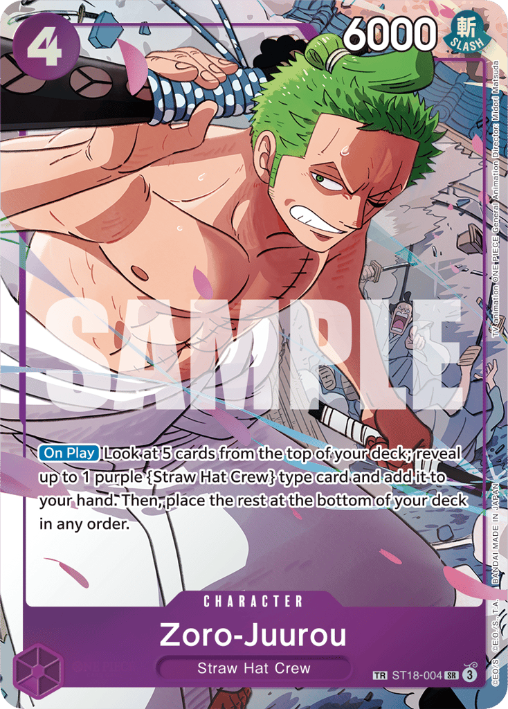 Zoro-Juurou ST18-004 Treasure Rare card, PURPLE Monkey.D.Luffy
