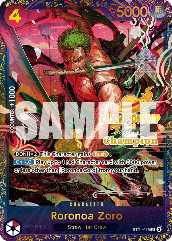 Roronoa Zoro ST21-015 Champion Stamp card, EX Gear 5