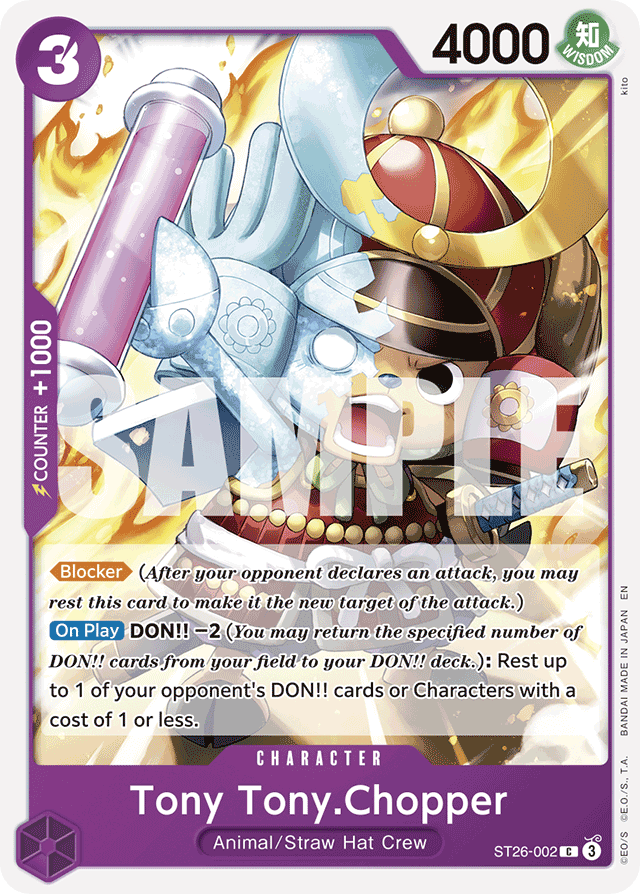 Tony Tony.Chopper ST26-002 card, PURPLE/BLACK Monkey.D.Luffy