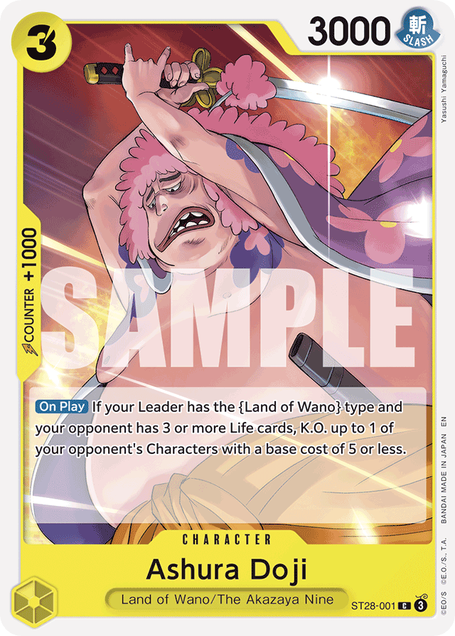 Ashura Doji ST28-001 card, GREEN/YELLOW Yamato