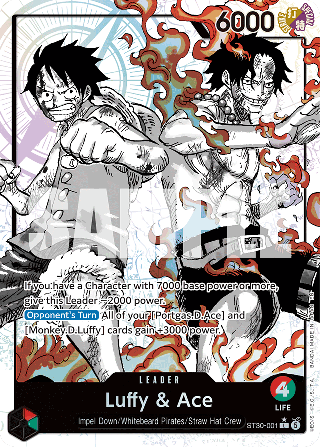 Luffy & Ace ST30-001 Alt Art card, Luffy & Ace