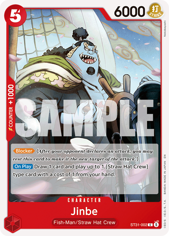 Jinbe ST31-002 card, RED Monkey.D.Luffy