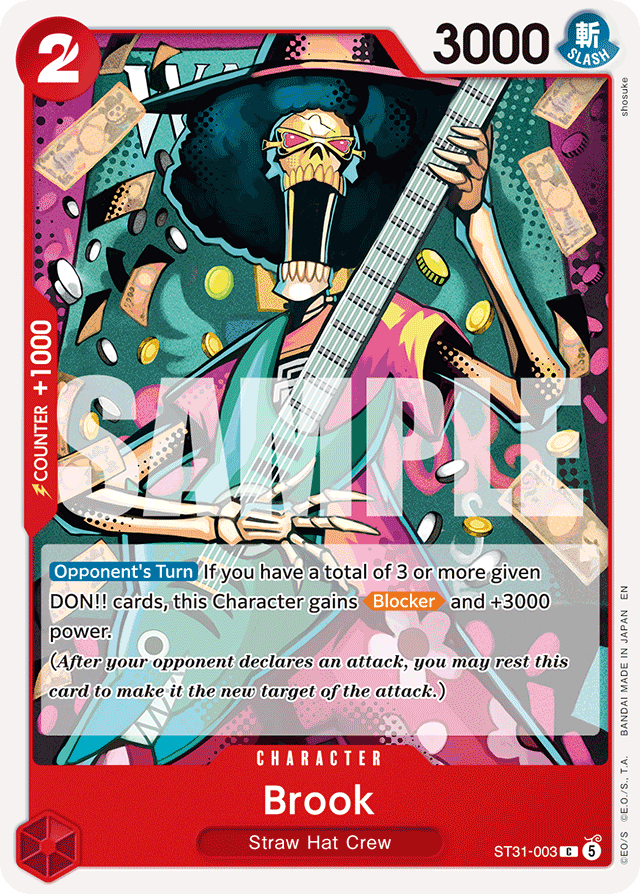 Brook ST31-003 card, RED Monkey.D.Luffy