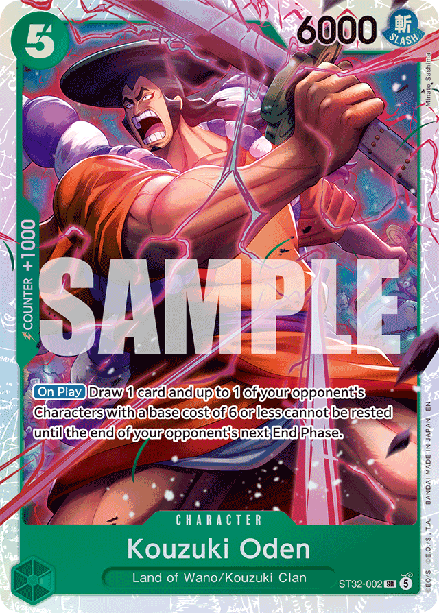 Kouzuki Oden ST32-002 card, GREEN Roronoa Zoro